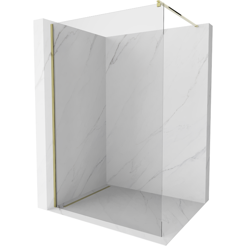 Mexen Kioto sprchová stěna Walk-in 130 x 200 cm, transparentní 8 mm, zlatá - 800-130-101-50-00
