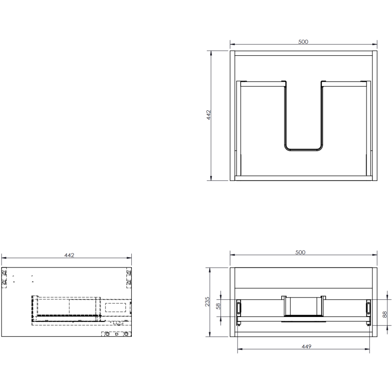 Mexen Orio koupelnová skříňka pod umyvadlo 50 cm s deskou, 1 zásuvka, šedá matná - 91A10-05023-1-BFC62