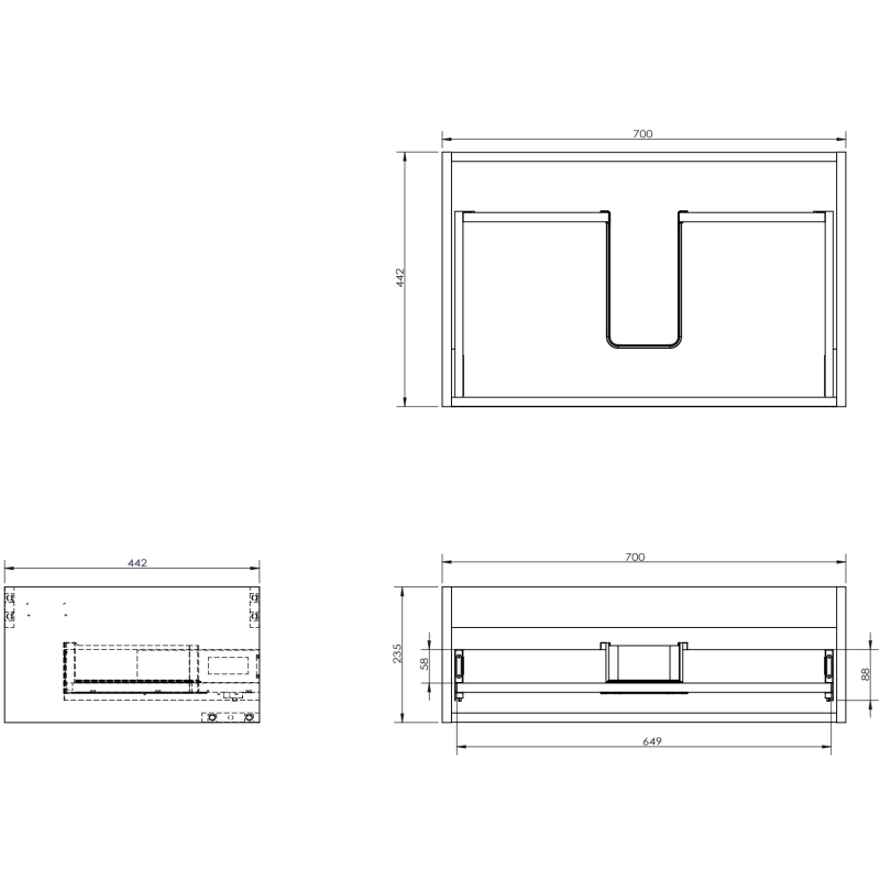 Mexen Orio koupelnová skříňka pod umyvadlo 70 cm s deskou, 1 zásuvka, černá mat - 91A10-07023-1-BFC71