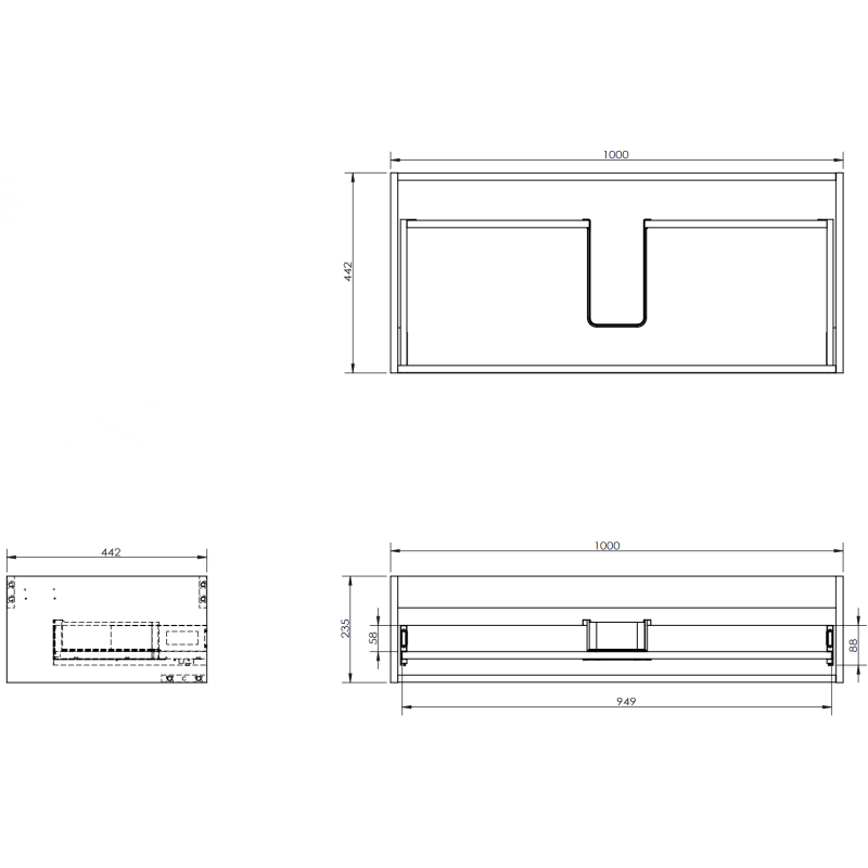 Mexen Orio koupelnová skříňka pod umyvadlo 100 cm s deskou, 1 zásuvkou, šedá mat - 91A10-10023-1-BFC62