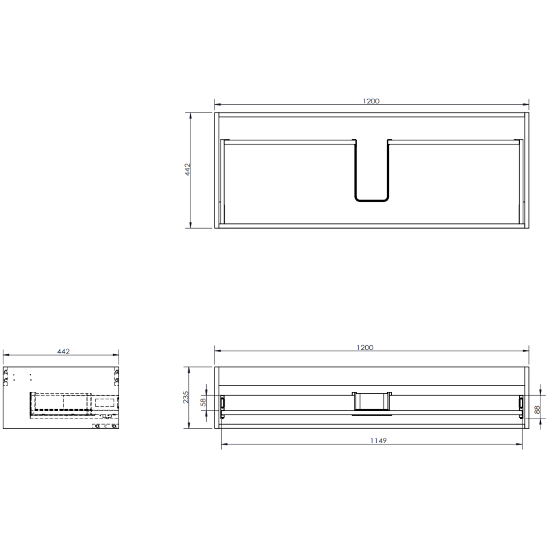 Mexen Orio koupelnová skříňka pod umyvadlo 120 cm s deskou, 1 zásuvka, bílý lesk - 91A10-12023-1-BFC00