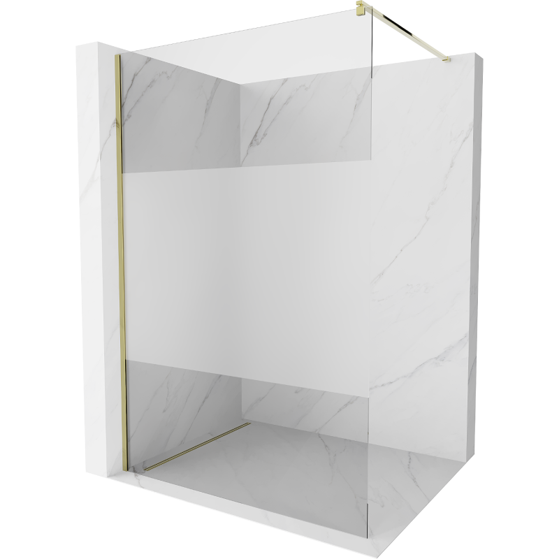 Mexen Kioto sprchová stěna Walk-in 80 x 200 cm, průhledná/matná 8 mm, zlatá - 800-080-101-50-35