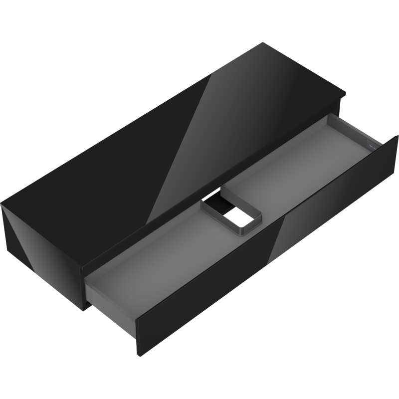 Mexen Orio koupelnová skříňka pod umyvadlo 140 cm s deskou, 1 zásuvka, černý lesk - 91A10-14023-1-BFC70