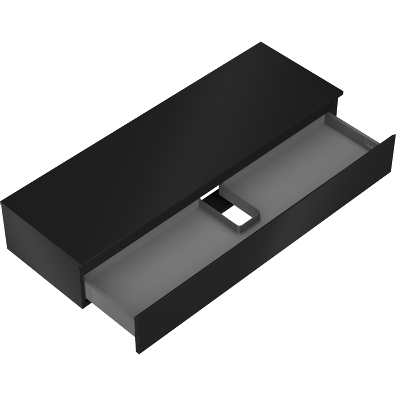 Mexen Orio koupelnová skříňka pod umyvadlo 140 cm s deskou, 1 zásuvka, černá mat - 91A10-14023-1-BFC71