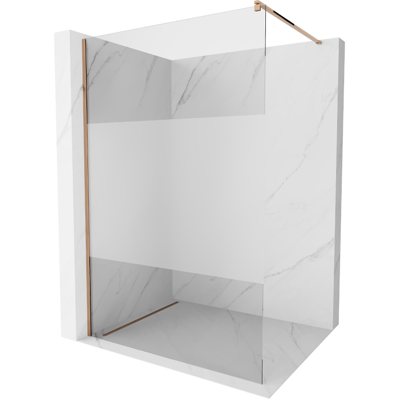 Mexen Kioto sprchová stěna Walk-in 100 x 200 cm, průhledná/matná 8 mm, růžové zlato - 800-100-101-60-35