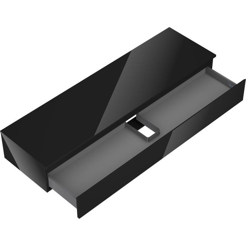 Mexen Orio koupelnová skříňka pod umyvadlo 160 cm s deskou, 1 zásuvka, černý lesk - 91A10-16023-1-BFC70