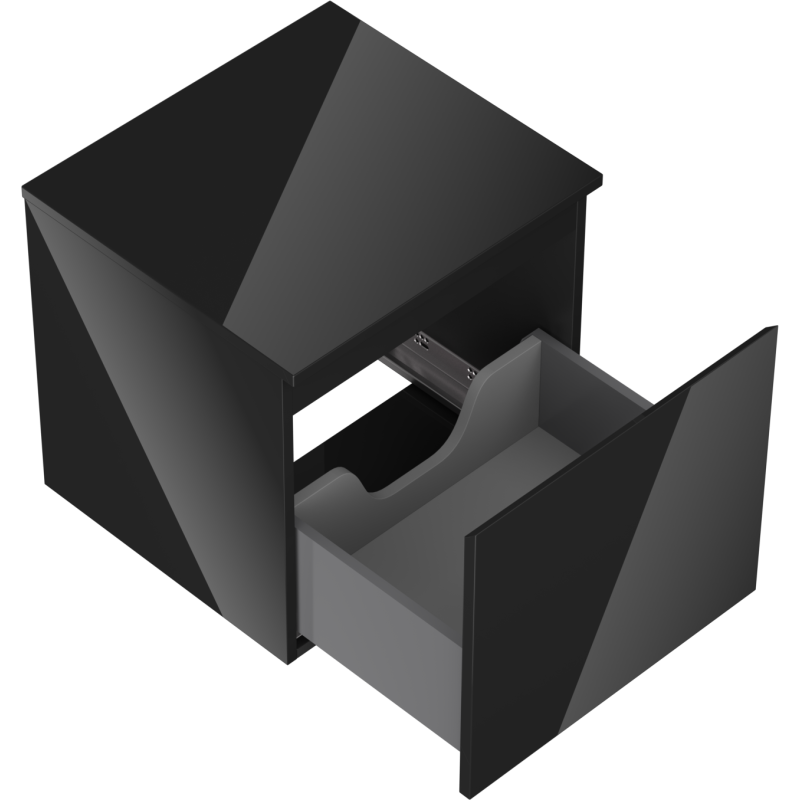 Mexen Orio koupelnová skříňka pod umyvadlo 50 cm s deskou, 1 zásuvka, černý lesk - 91A10-05047-1-BFC70