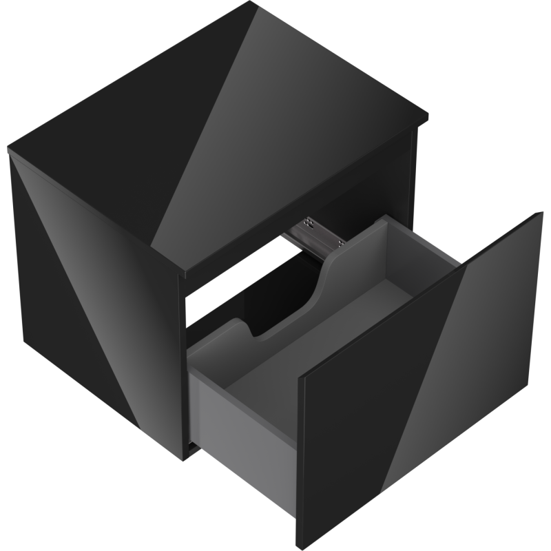 Mexen Orio koupelnová skříňka pod umyvadlo 60 cm s deskou, 1 zásuvka, černý lesk - 91A10-06047-1-BFC70
