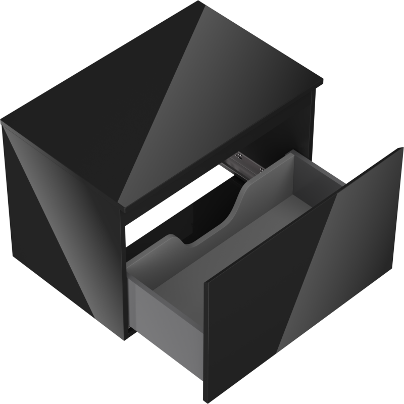 Mexen Orio koupelnová skříňka pod umyvadlo 70 cm s deskou, 1 zásuvka, černý lesk - 91A10-07047-1-BFC70