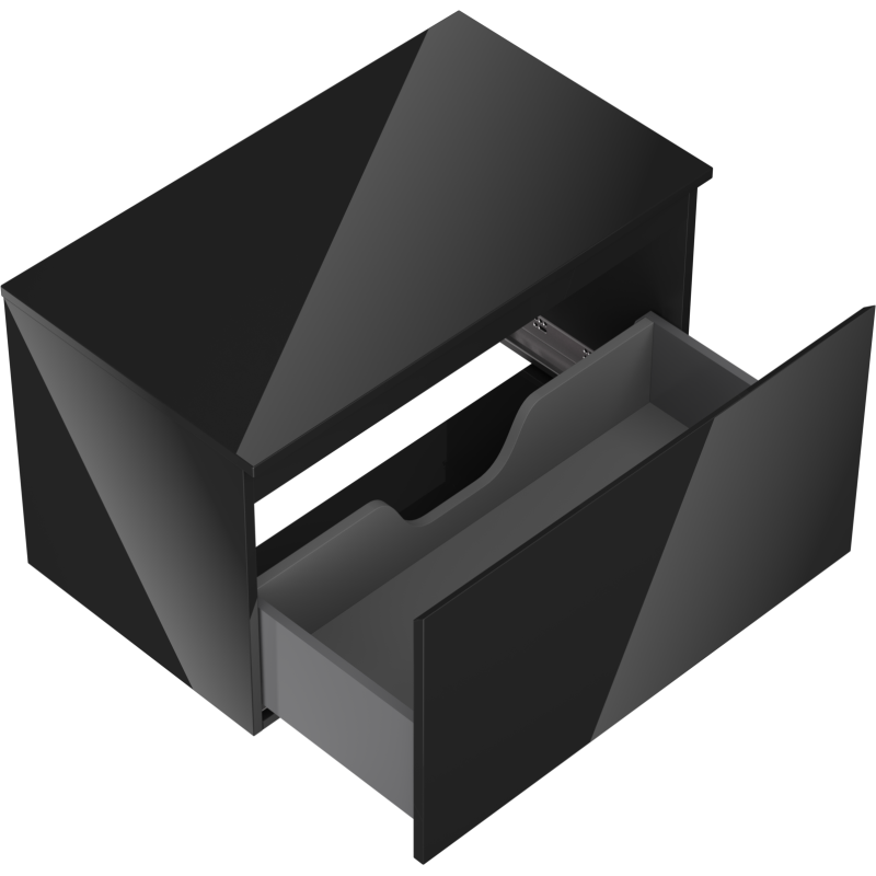 Mexen Orio koupelnová skříňka pod umyvadlo 80 cm s deskou, 1 zásuvka, černý lesk - 91A10-08047-1-BFC70