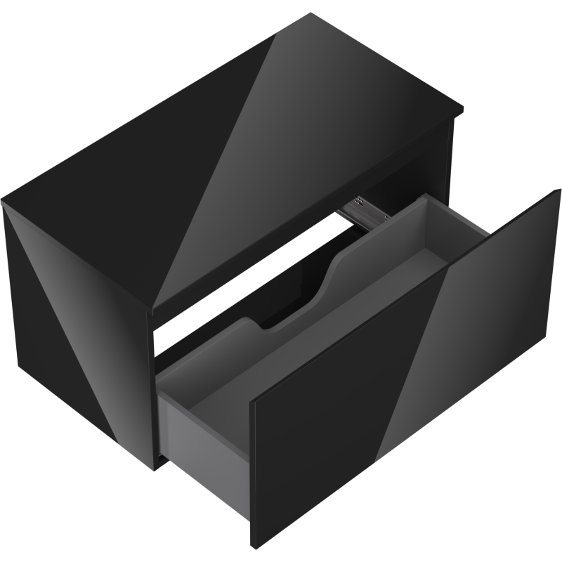 Mexen Orio koupelnová skříňka pod umyvadlo 90 cm s deskou, 1 zásuvka, černý lesk - 91A10-09047-1-BFC70