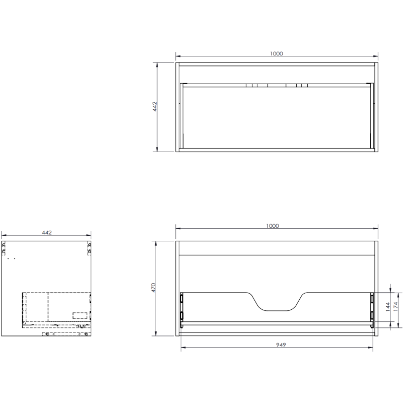 Mexen Orio koupelnová skříňka pod umyvadlo 100 cm s deskou, 1 zásuvka, bílý lesk - 91A10-10047-1-BFC00