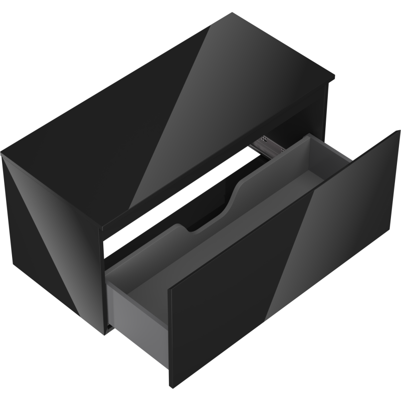 Mexen Orio koupelnová skříňka pod umyvadlo 100 cm s deskou, 1 zásuvka, černý lesk - 91A10-10047-1-BFC70