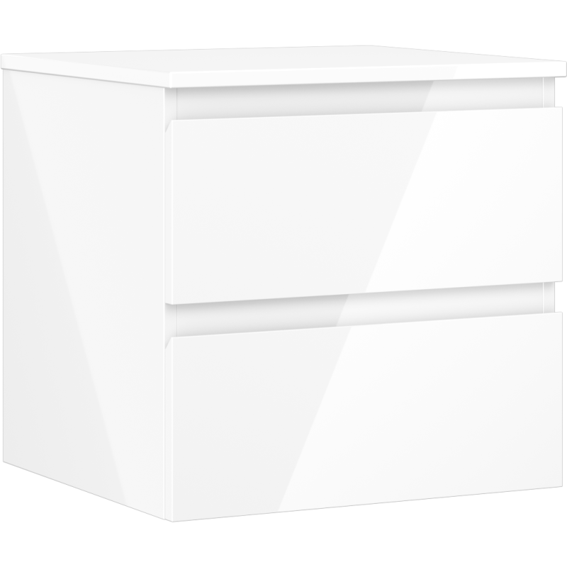 Mexen Orio koupelnová skříňka pod umyvadlo 50 cm s deskou, 2 zásuvky, bílý lesk - 91A10-05047-2-BFFC00