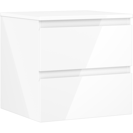 Mexen Orio koupelnová skříňka pod umyvadlo 50 cm s deskou, 2 zásuvky, bílý lesk - 91A10-05047-2-BFFC00