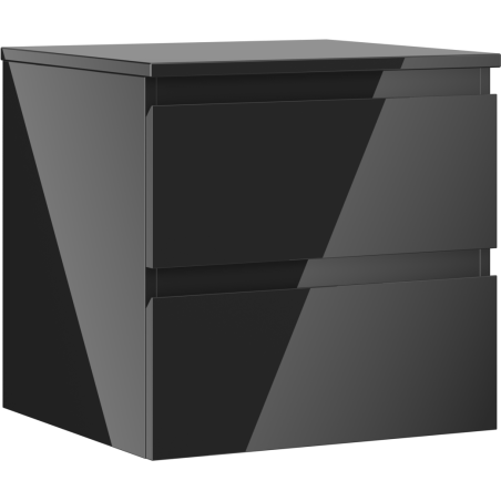 Mexen Orio koupelnová skříňka pod umyvadlo 50 cm s deskou, 2 zásuvky, černý lesk - 91A10-05047-2-BFFC70