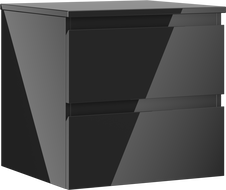 Mexen Orio koupelnová skříňka pod umyvadlo 50 cm s deskou, 2 zásuvky, černý lesk - 91A10-05047-2-BFFC70