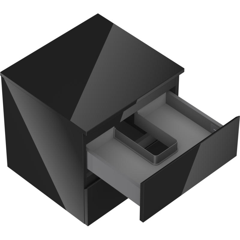 Mexen Orio koupelnová skříňka pod umyvadlo 50 cm s deskou, 2 zásuvky, černý lesk - 91A10-05047-2-BFFC70