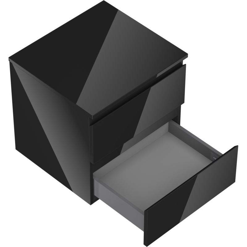 Mexen Orio koupelnová skříňka pod umyvadlo 50 cm s deskou, 2 zásuvky, černý lesk - 91A10-05047-2-BFFC70