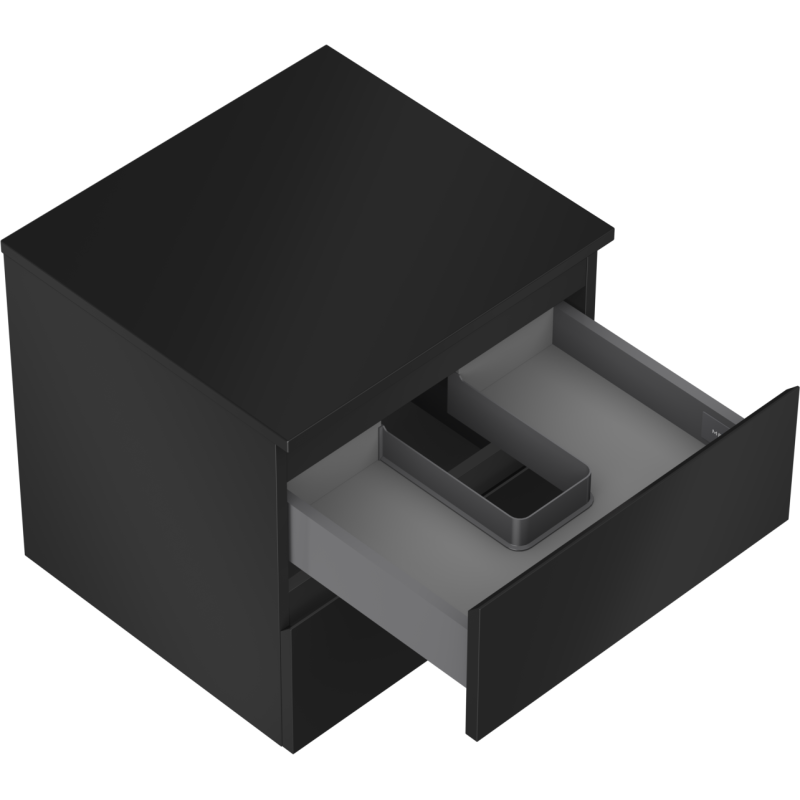 Mexen Orio koupelnová skříňka pod umyvadlo 50 cm s deskou, 2 zásuvky, matná černá - 91A10-05047-2-BFFC71