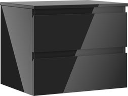 Mexen Orio koupelnová skříňka pod umyvadlo 60 cm s deskou, 2 zásuvky, černý lesk - 91A10-06047-2-BFFC70