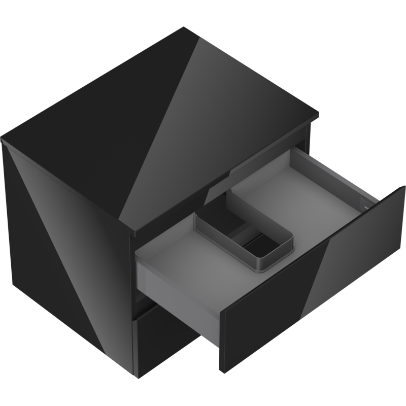 Mexen Orio koupelnová skříňka pod umyvadlo 60 cm s deskou, 2 zásuvky, černý lesk - 91A10-06047-2-BFFC70