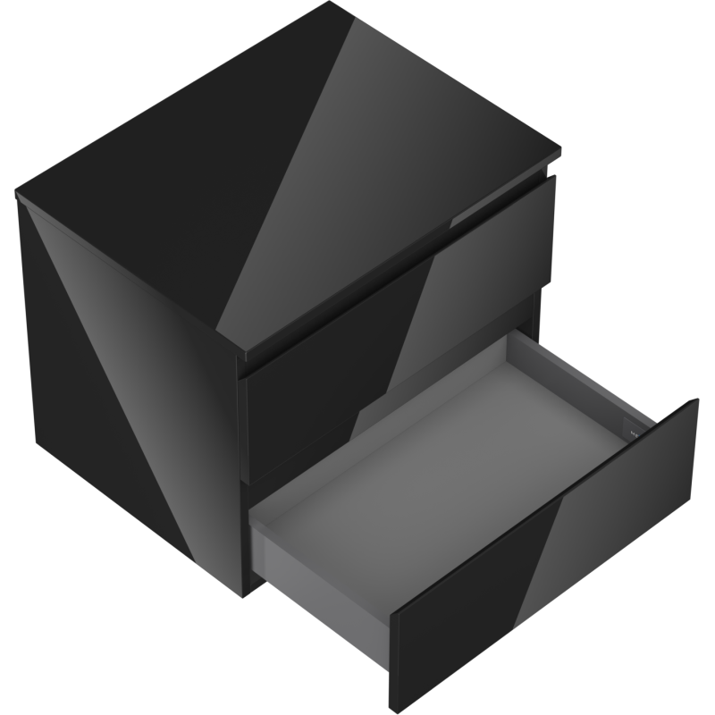 Mexen Orio koupelnová skříňka pod umyvadlo 60 cm s deskou, 2 zásuvky, černý lesk - 91A10-06047-2-BFFC70