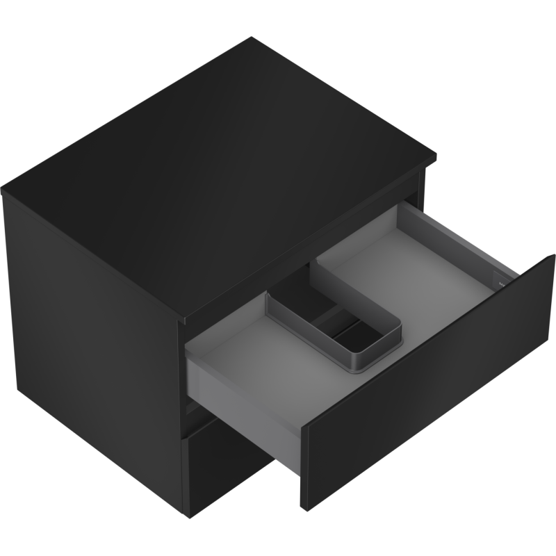 Mexen Orio koupelnová skříňka pod umyvadlo 60 cm s deskou, 2 zásuvky, černá matná - 91A10-06047-2-BFFC71