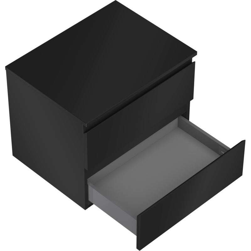 Mexen Orio koupelnová skříňka pod umyvadlo 60 cm s deskou, 2 zásuvky, černá matná - 91A10-06047-2-BFFC71