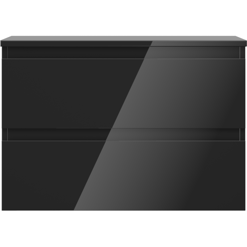 Mexen Orio koupelnová skříňka pod umyvadlo 70 cm s deskou, 2 zásuvky, černý lesk - 91A10-07047-2-BFFC70