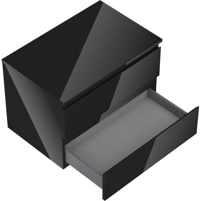 Mexen Orio koupelnová skříňka pod umyvadlo 70 cm s deskou, 2 zásuvky, černý lesk - 91A10-07047-2-BFFC70