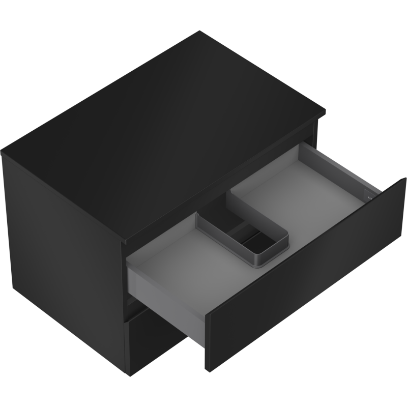 Mexen Orio koupelnová skříňka pod umyvadlo 70 cm s deskou, 2 zásuvky, černá matná - 91A10-07047-2-BFFC71