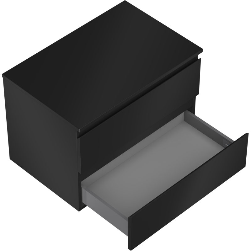 Mexen Orio koupelnová skříňka pod umyvadlo 70 cm s deskou, 2 zásuvky, černá matná - 91A10-07047-2-BFFC71