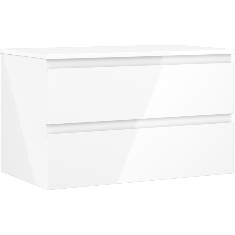 Mexen Orio koupelnová skříňka pod umyvadlo 80 cm s deskou, 2 zásuvky, bílý lesk - 91A10-08047-2-BFFC00