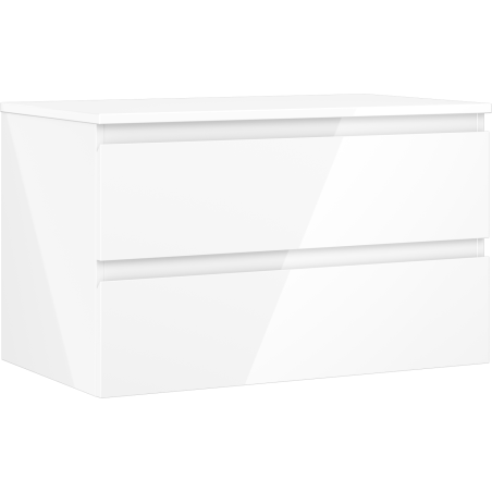 Mexen Orio koupelnová skříňka pod umyvadlo 80 cm s deskou, 2 zásuvky, bílý lesk - 91A10-08047-2-BFFC00