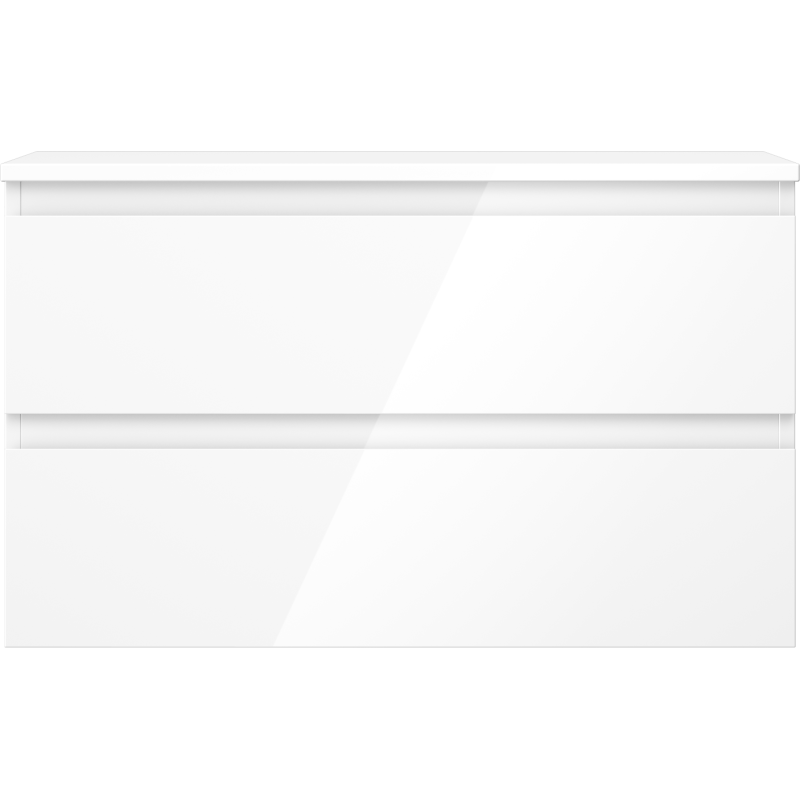 Mexen Orio koupelnová skříňka pod umyvadlo 80 cm s deskou, 2 zásuvky, bílý lesk - 91A10-08047-2-BFFC00