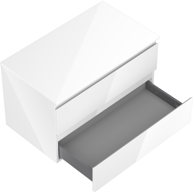 Mexen Orio koupelnová skříňka pod umyvadlo 80 cm s deskou, 2 zásuvky, bílý lesk - 91A10-08047-2-BFFC00