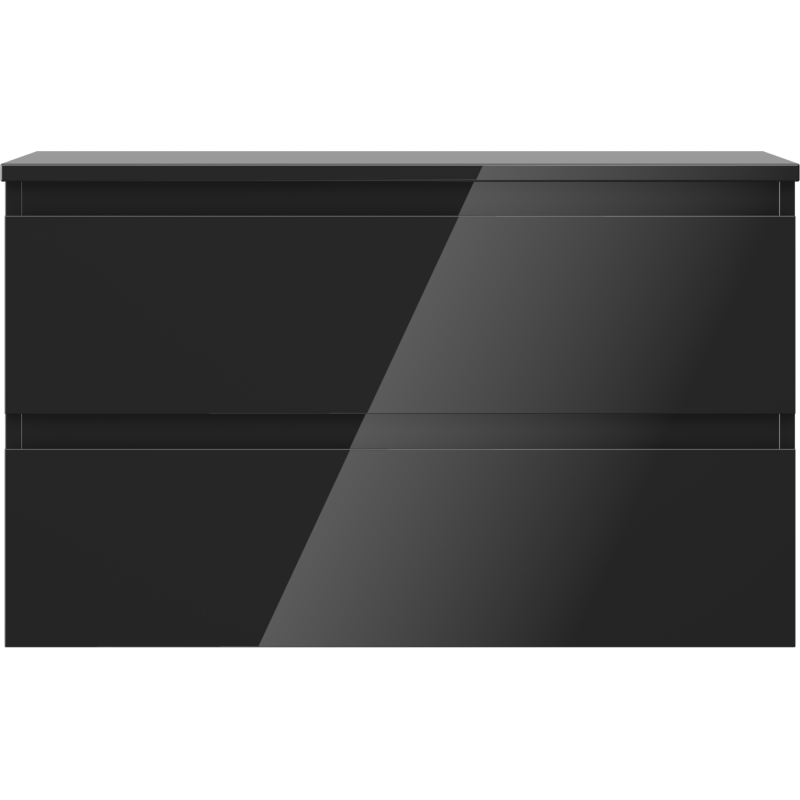 Mexen Orio koupelnová skříňka pod umyvadlo 80 cm s deskou, 2 zásuvky, černý lesk - 91A10-08047-2-BFFC70