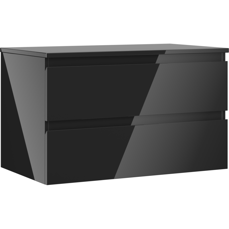 Mexen Orio koupelnová skříňka pod umyvadlo 80 cm s deskou, 2 zásuvky, černý lesk - 91A10-08047-2-BFFC70