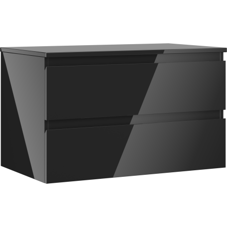 Mexen Orio koupelnová skříňka pod umyvadlo 80 cm s deskou, 2 zásuvky, černý lesk - 91A10-08047-2-BFFC70