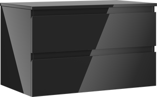 Mexen Orio koupelnová skříňka pod umyvadlo 80 cm s deskou, 2 zásuvky, černý lesk - 91A10-08047-2-BFFC70