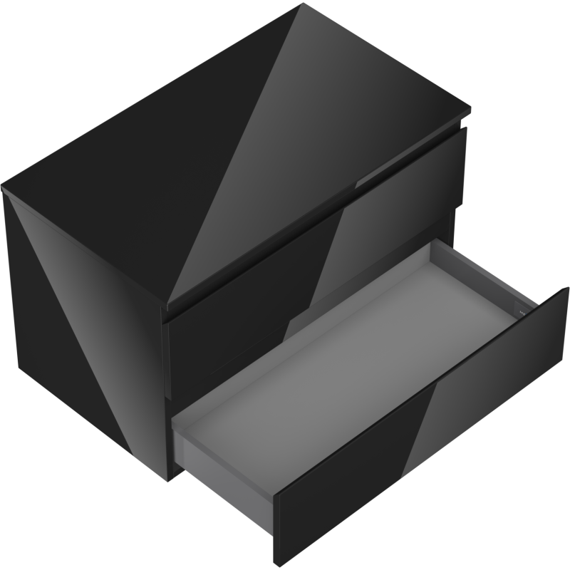 Mexen Orio koupelnová skříňka pod umyvadlo 80 cm s deskou, 2 zásuvky, černý lesk - 91A10-08047-2-BFFC70