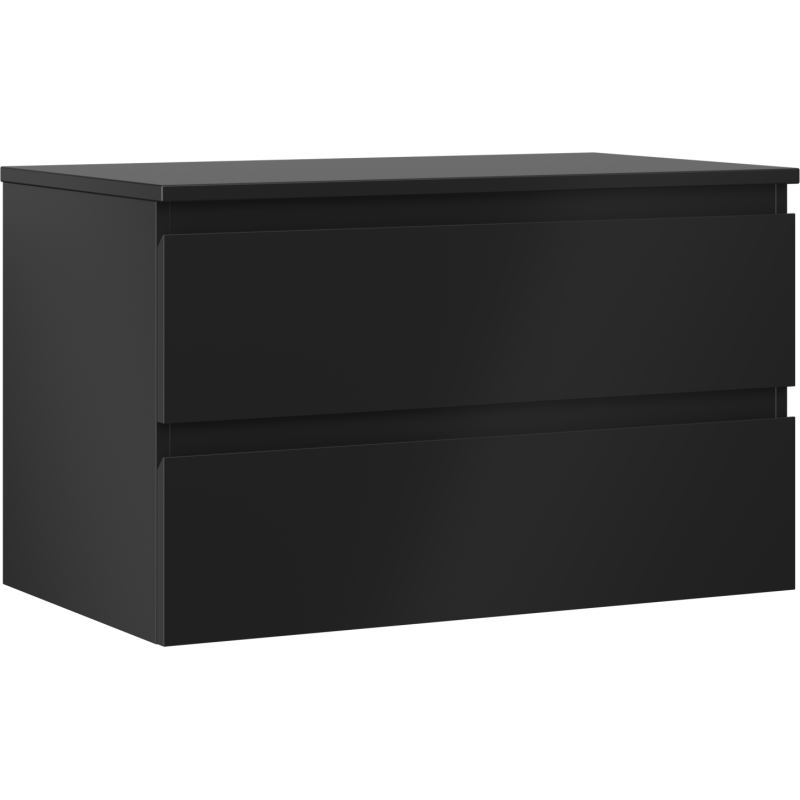 Mexen Orio koupelnová skříňka pod umyvadlo 80 cm s deskou, 2 zásuvky, černá matná - 91A10-08047-2-BFFC71