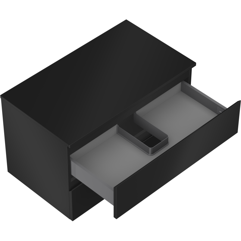 Mexen Orio koupelnová skříňka pod umyvadlo 80 cm s deskou, 2 zásuvky, černá matná - 91A10-08047-2-BFFC71