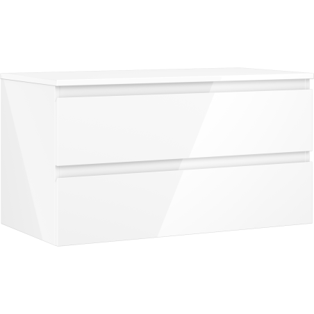 Mexen Orio koupelnová skříňka pod umyvadlo 90 cm s deskou, 2 zásuvky, bílý lesk - 91A10-09047-2-BFFC00