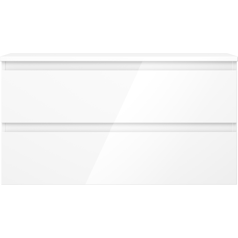 Mexen Orio koupelnová skříňka pod umyvadlo 90 cm s deskou, 2 zásuvky, bílý lesk - 91A10-09047-2-BFFC00