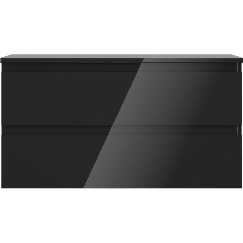 Mexen Orio koupelnová skříňka pod umyvadlo 90 cm s deskou, 2 zásuvky, černý lesk - 91A10-09047-2-BFFC70