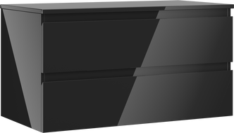Mexen Orio koupelnová skříňka pod umyvadlo 90 cm s deskou, 2 zásuvky, černý lesk - 91A10-09047-2-BFFC70
