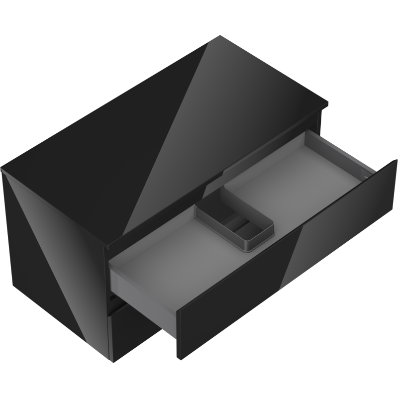 Mexen Orio koupelnová skříňka pod umyvadlo 90 cm s deskou, 2 zásuvky, černý lesk - 91A10-09047-2-BFFC70