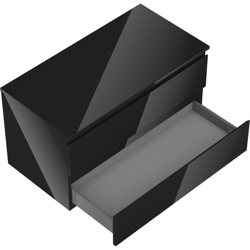 Mexen Orio koupelnová skříňka pod umyvadlo 90 cm s deskou, 2 zásuvky, černý lesk - 91A10-09047-2-BFFC70